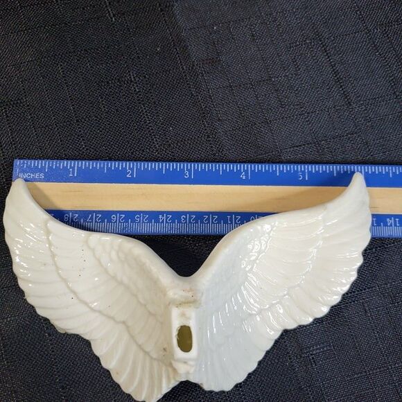 FLAWED White Porcelain Flute Playing Angel Figurine 8" - Picture 5 of 10